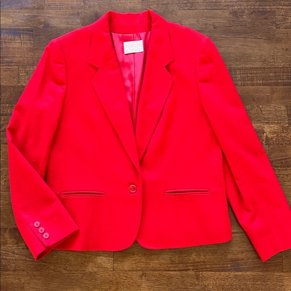 Pendleton women’s VTG 100%  wool made in USA bright red fitted blazer size 14​​​